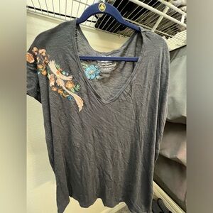 Torrid gray shirt with flower design